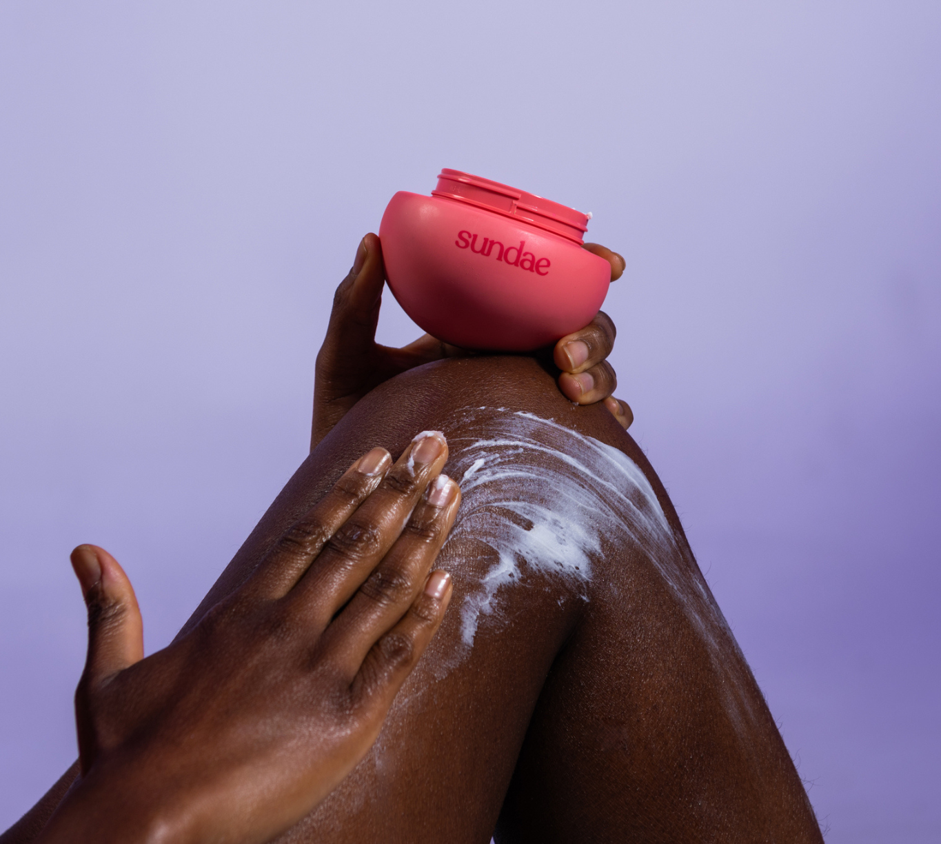 Applying Sundae Body's hydrating body whip